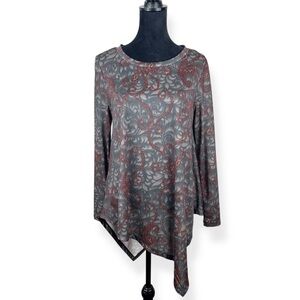 Urban Mangoz Tunic Top Womens S Small Red Brown Long Sleeve‎ Stretch